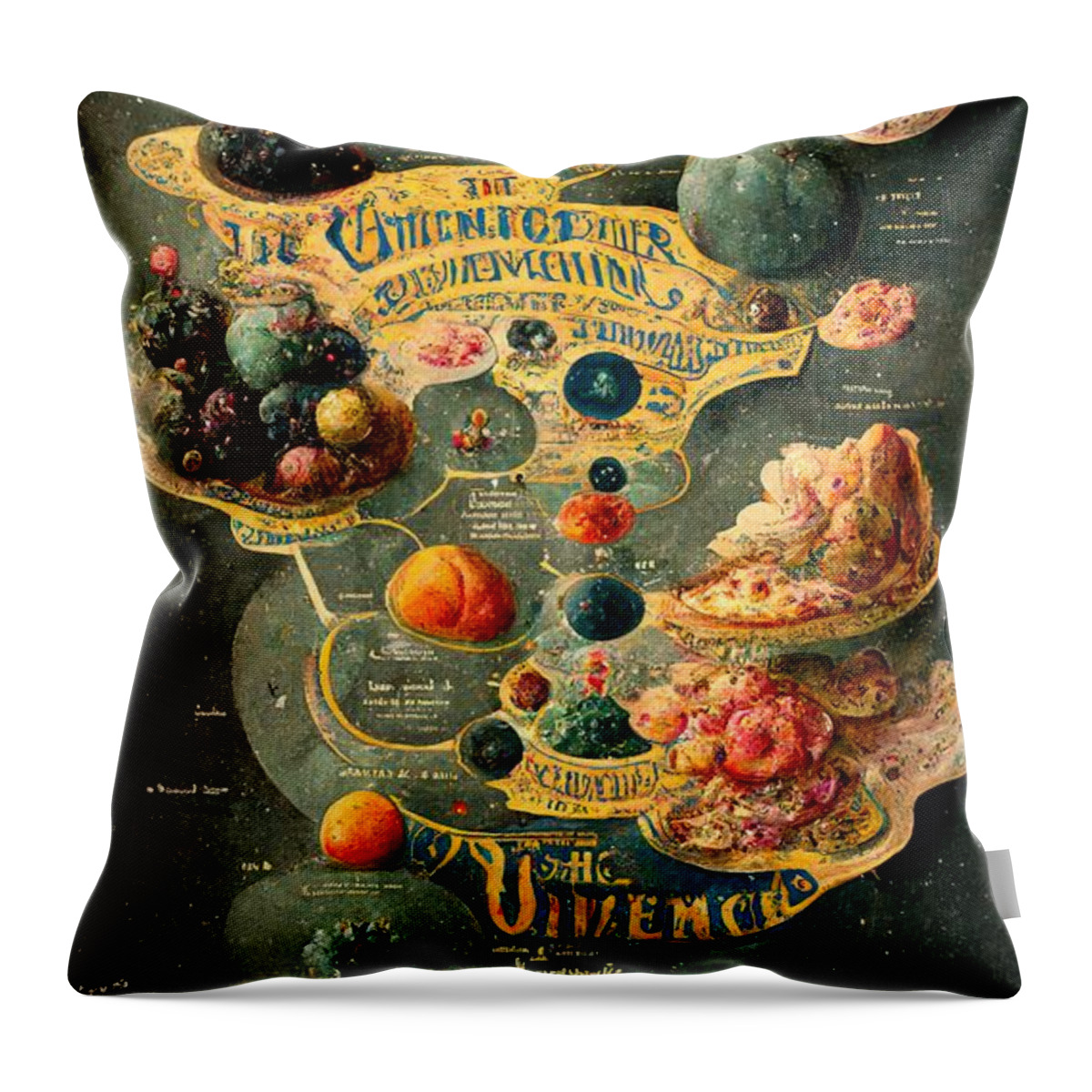 Alien Throw Pillow featuring the digital art Alien Map of the Universe by Nickleen Mosher