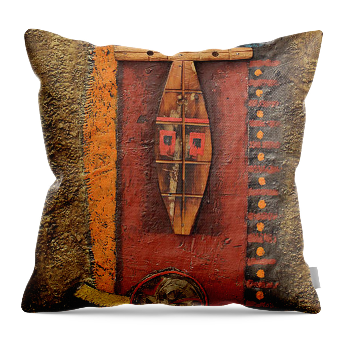 African Art Throw Pillow featuring the painting All Systems Go by Michael Nene