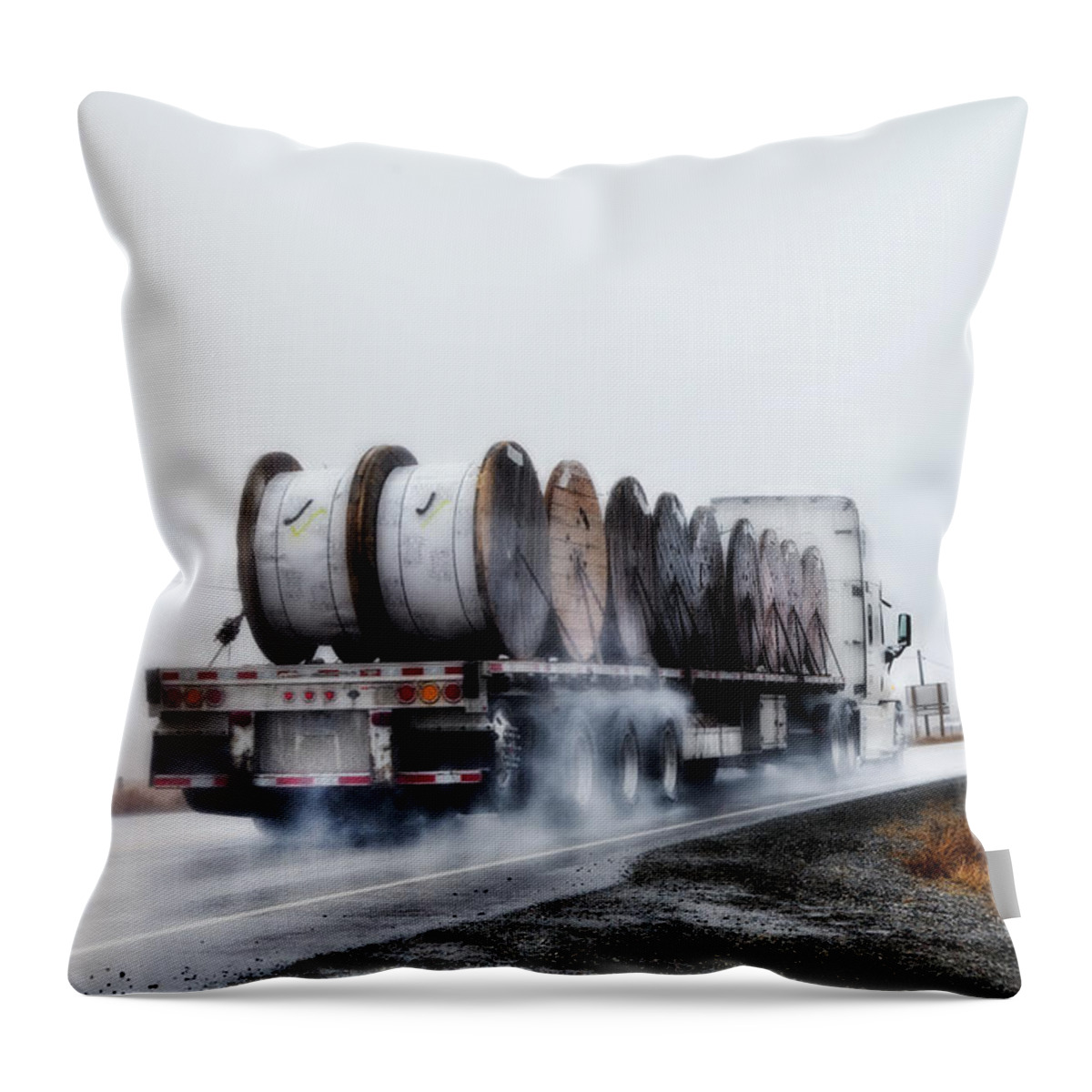 Theresa Tahara Throw Pillow featuring the photograph All Weather Trucker by Theresa Tahara