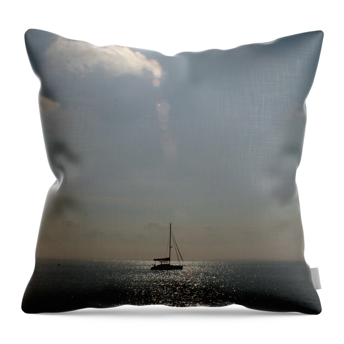 Narragansett Bay Throw Pillow featuring the photograph Alone on the Bay by Jim Feldman