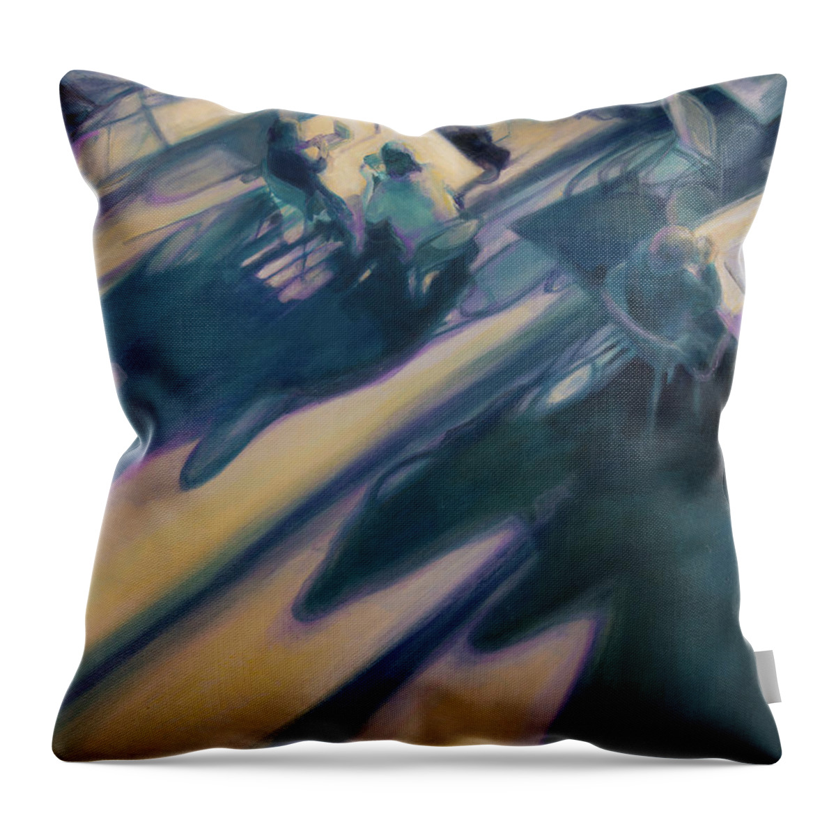 Blue Throw Pillow featuring the painting Alone Together by Carol Klingel