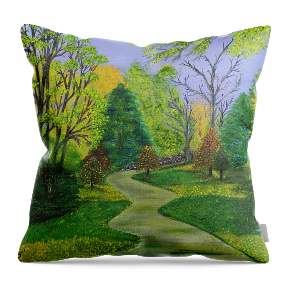 Acrylic Painting Throw Pillow featuring the painting Along The Shunga Trail Too by The GYPSY and Mad Hatter