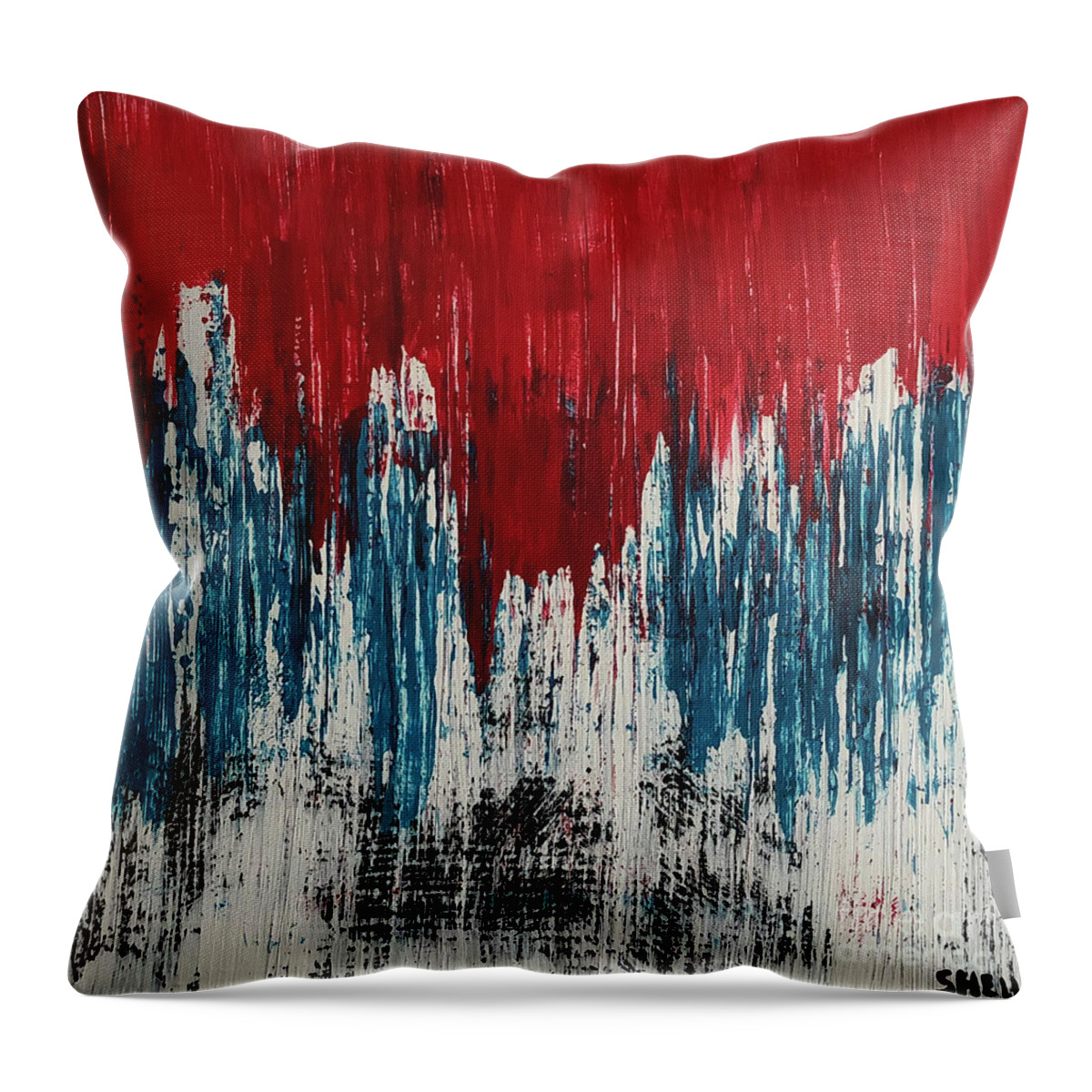 America Throw Pillow featuring the painting America by Amanda Sheil