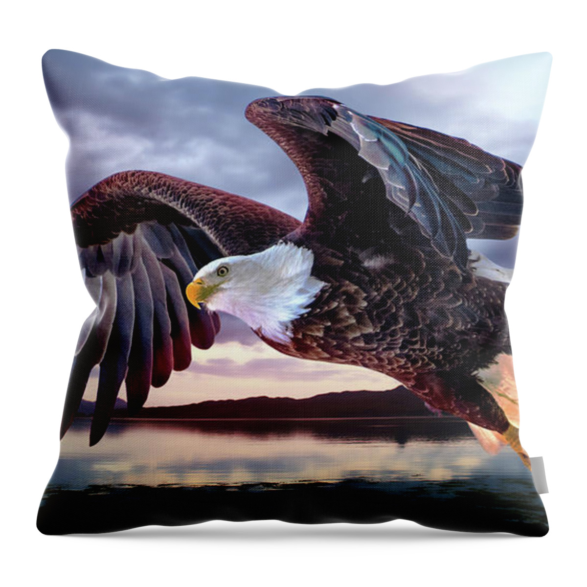American Bald Eagle Throw Pillow featuring the photograph American Bald Eagle - Plum Island by Sandra Rust