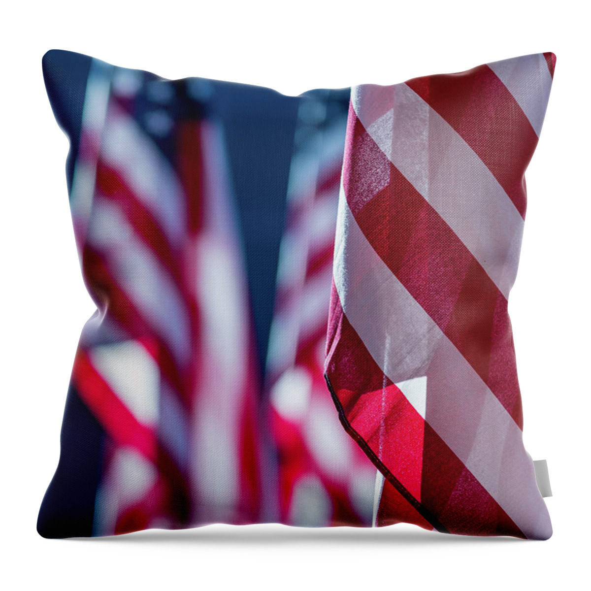 Flag Throw Pillow featuring the photograph American Flags 2 by Amelia Pearn