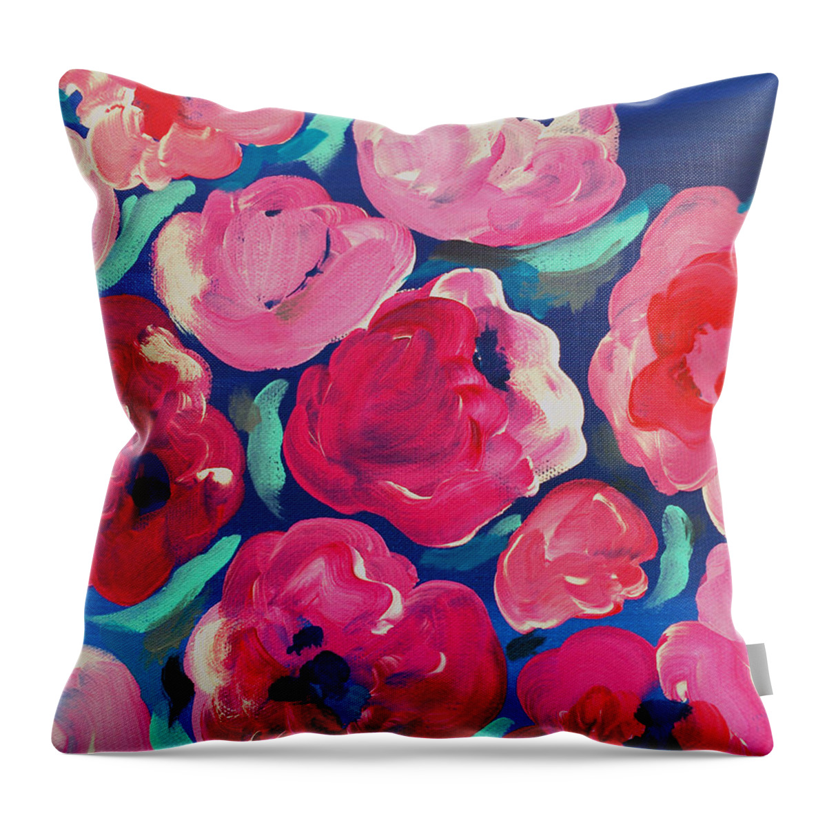 Floral Art Throw Pillow featuring the painting Amore by Beth Ann Scott