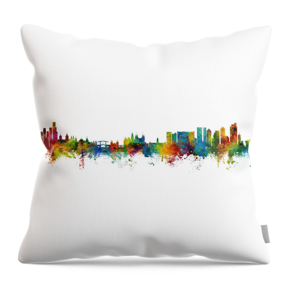 Cape Town Throw Pillow featuring the digital art Amsterdam and Cape Town Skyline Mashup by Michael Tompsett