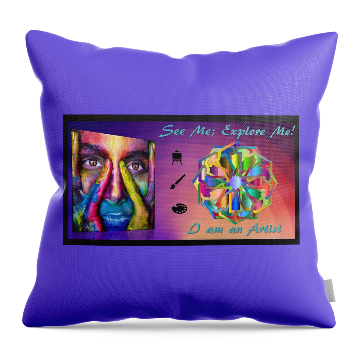 Art Throw Pillow featuring the mixed media An Artist in Many Colors by Nancy Ayanna Wyatt