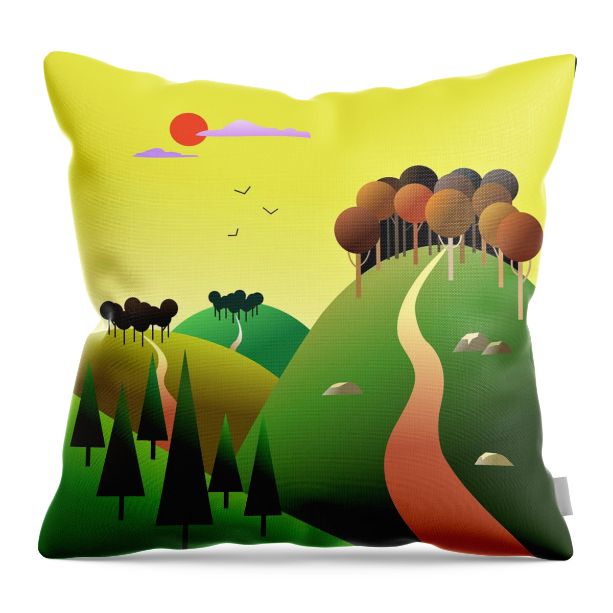 Countryside Throw Pillow featuring the digital art An English Landscape by Fatline Graphic Art