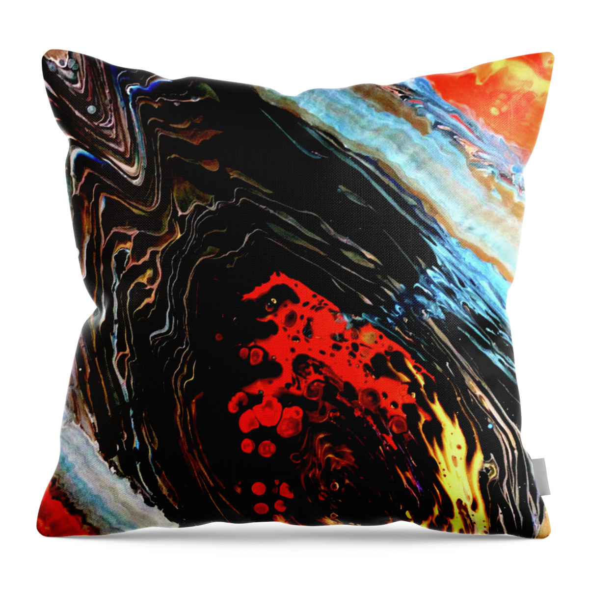 Snake Throw Pillow featuring the painting Anaconda Fire by Anna Adams