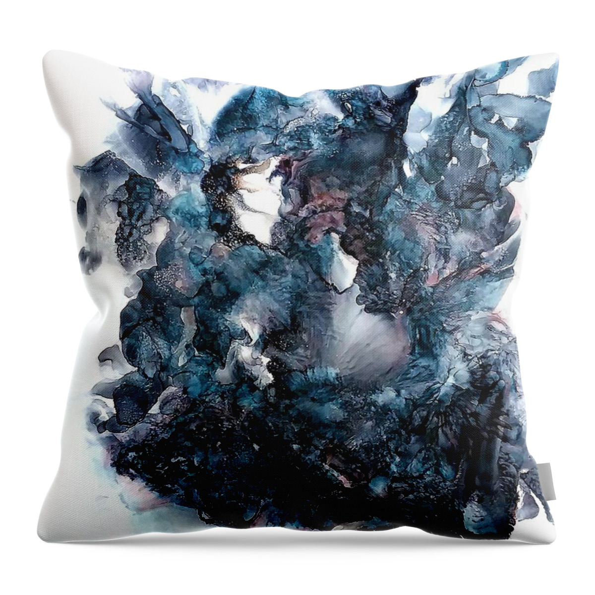 Soft Throw Pillow featuring the painting And when she rises... by Angela Marinari