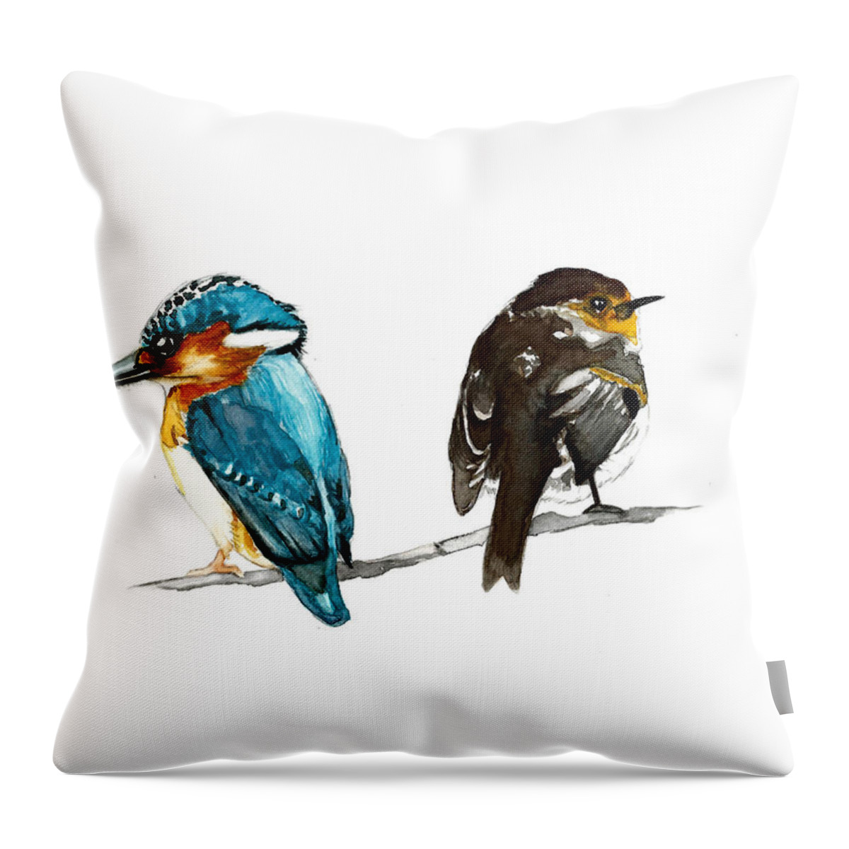 King Throw Pillow featuring the painting Angry Couple by Pamela Schwartz