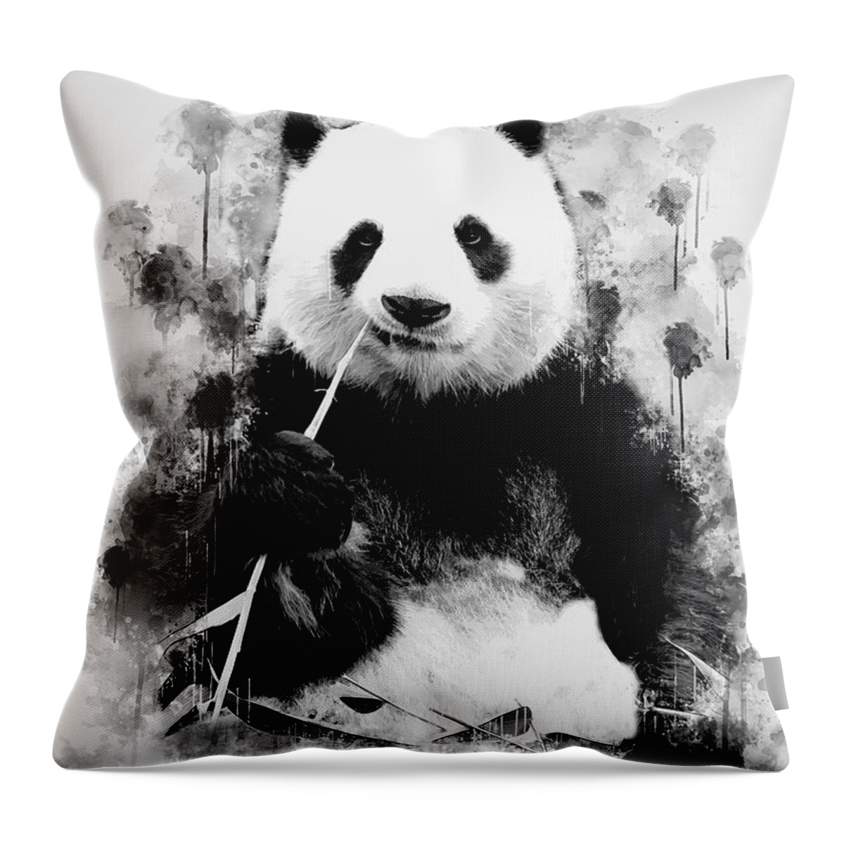 Animals Artwork Black And White Giant Panda BW Throw Pillow