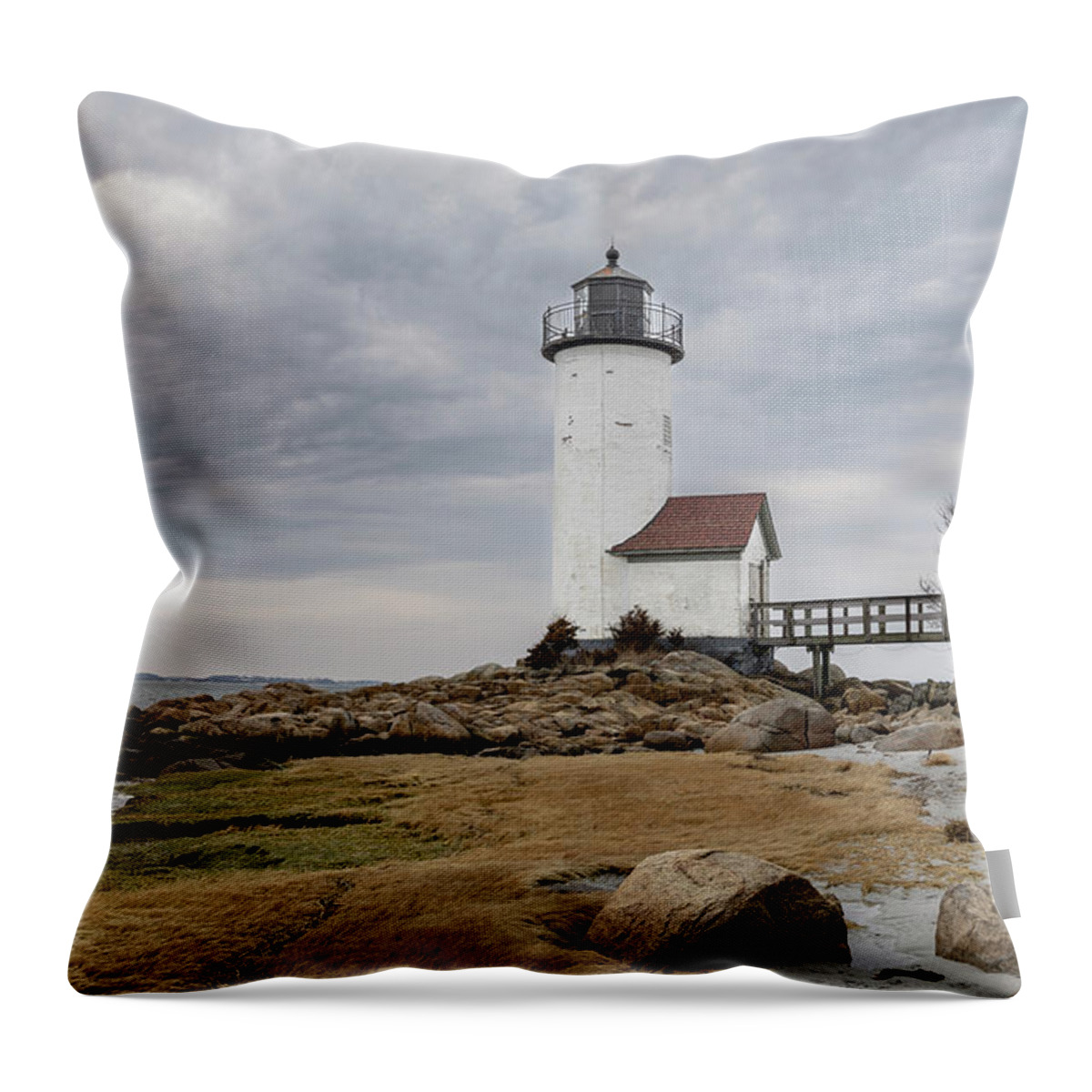 Lighthouse Throw Pillow featuring the photograph Annisquam Lighthouse by David Lee