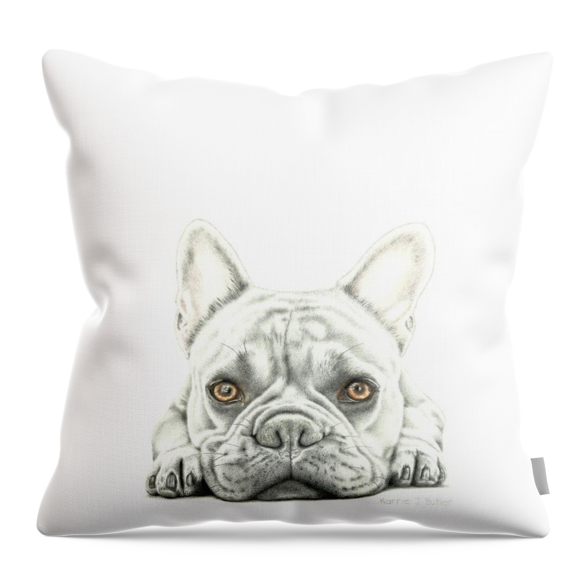 Bulldog Throw Pillow featuring the drawing Another Monday by Karrie J Butler