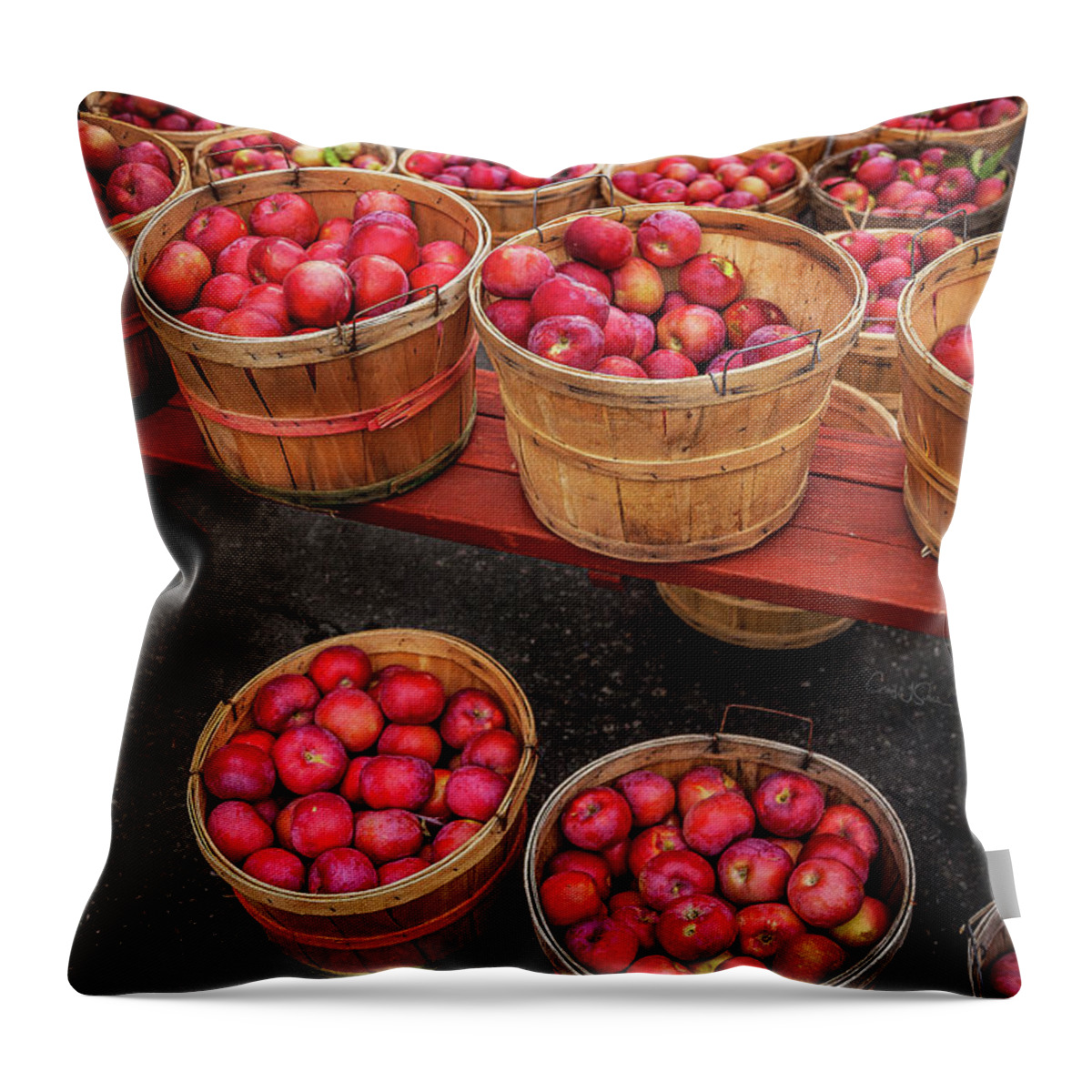 Farmers Market Throw Pillow featuring the photograph Apple Baskets by Craig J Satterlee