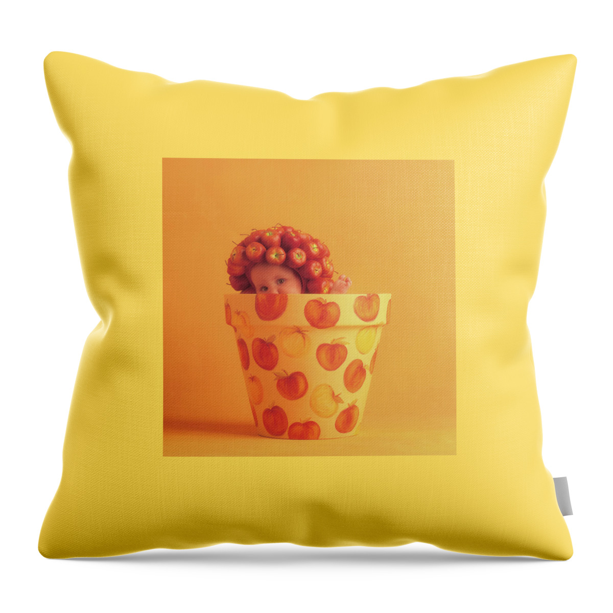 Color Throw Pillow featuring the photograph Apple Pot by Anne Geddes