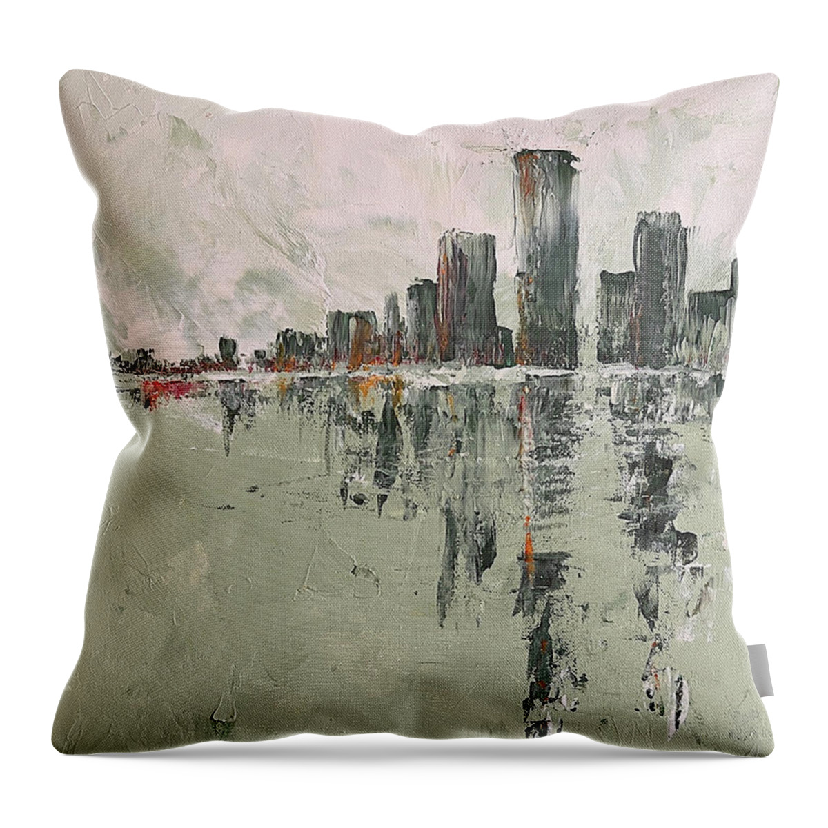 Abstract Throw Pillow featuring the painting Approaching by Tes Scholtz