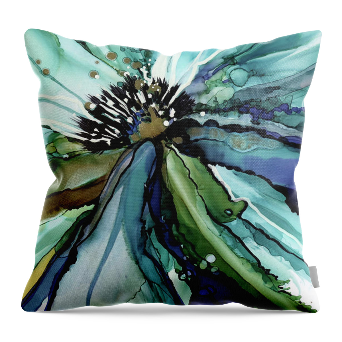  Throw Pillow featuring the painting Aqua Bloom by Julie Tibus