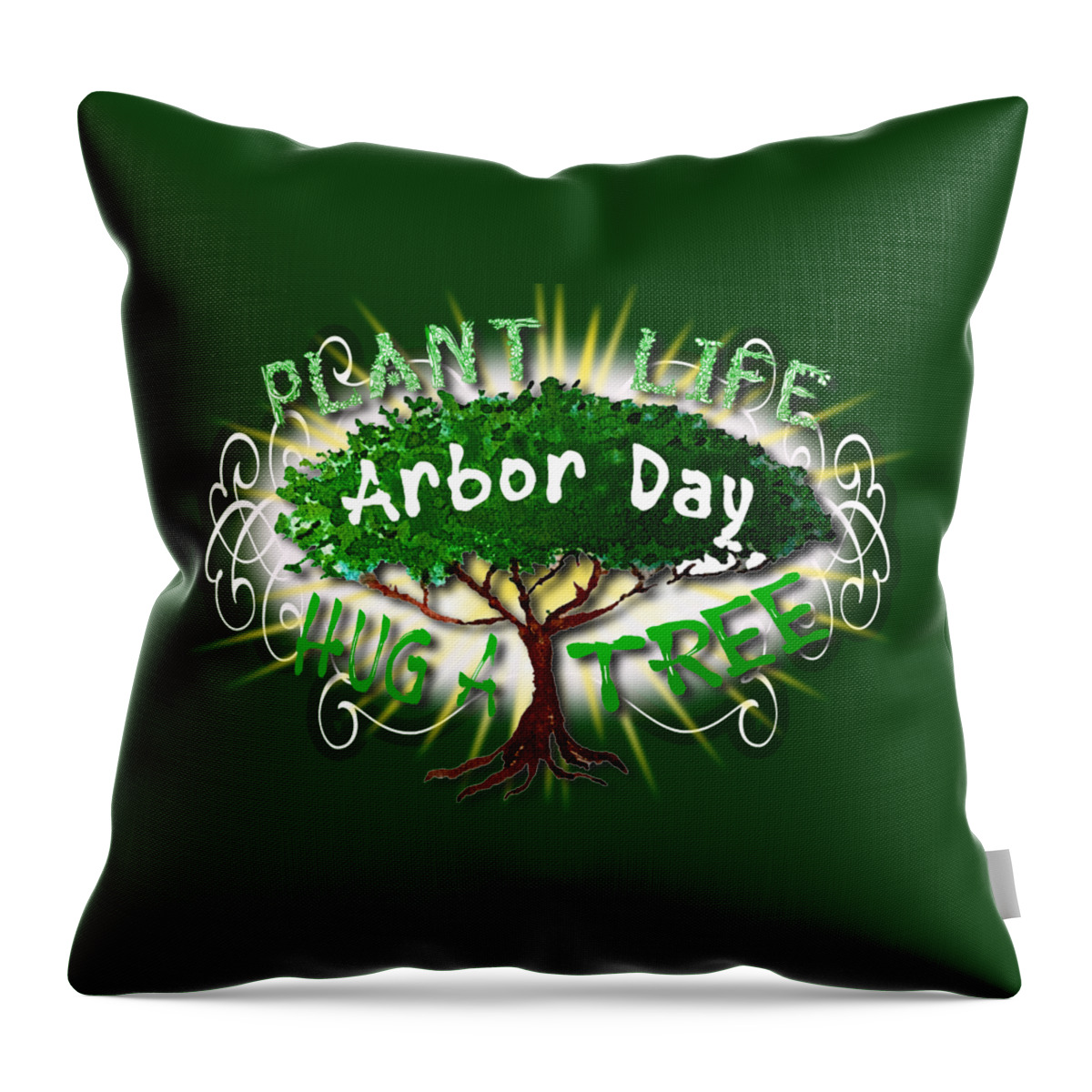 Arbor Day Throw Pillow featuring the digital art Arbor Day a Holiday to Remember by Delynn Addams