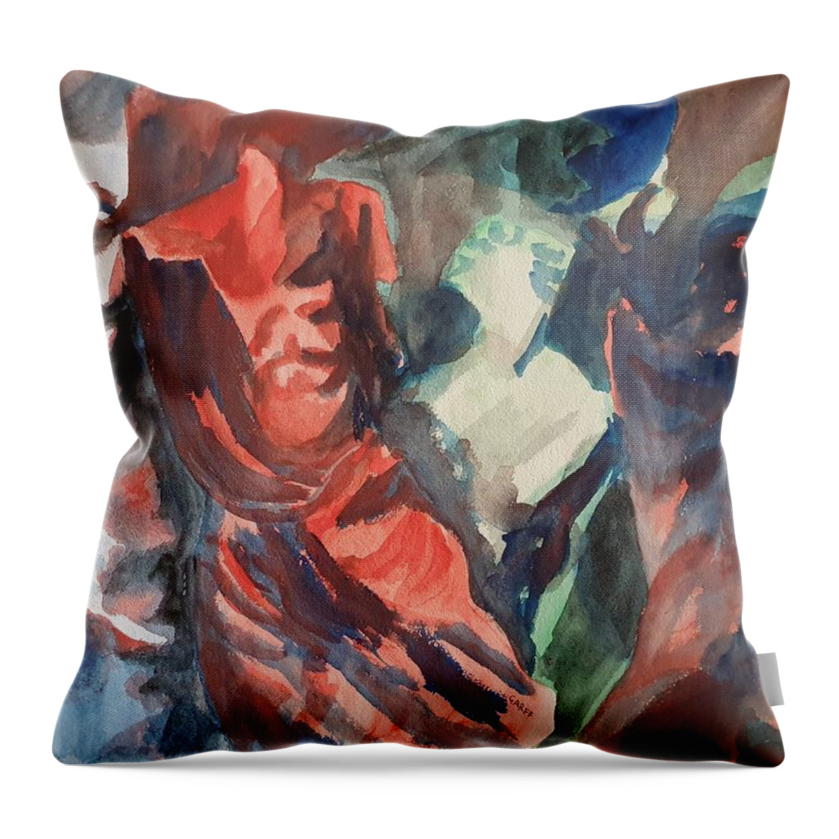 Sculpture Throw Pillow featuring the painting Archaic Greek Mystery by Enrico Garff