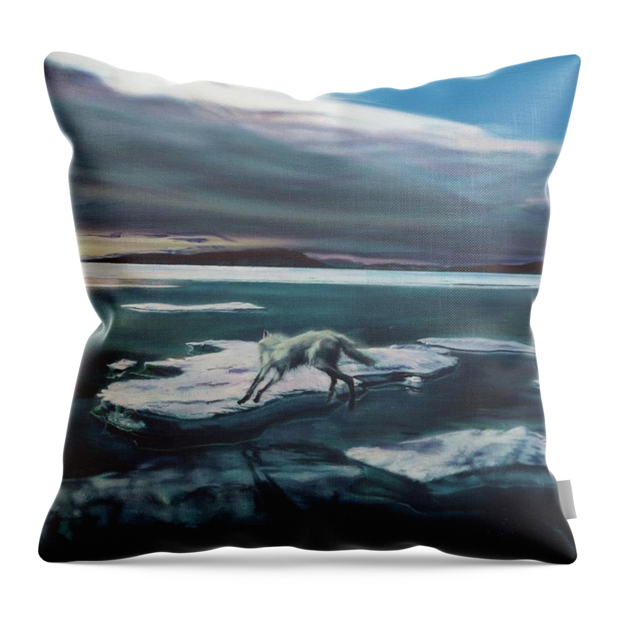 Realism Throw Pillow featuring the painting Arctic Wolf by Sean Connolly