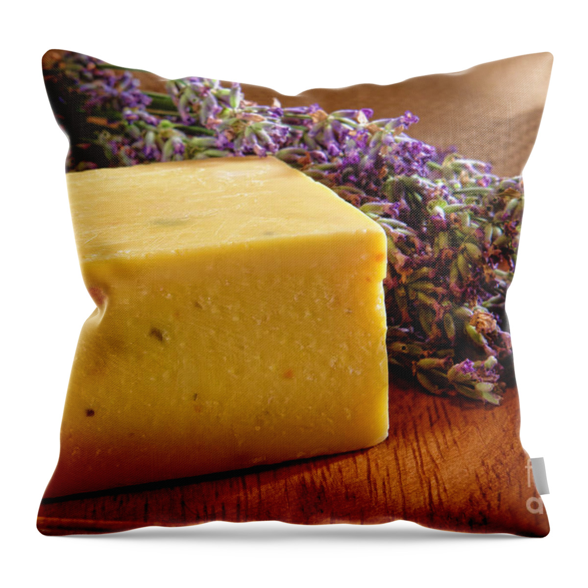 Aromatherapy Throw Pillow featuring the photograph Aromatherapy Natural Soap and Lavender by Olivier Le Queinec