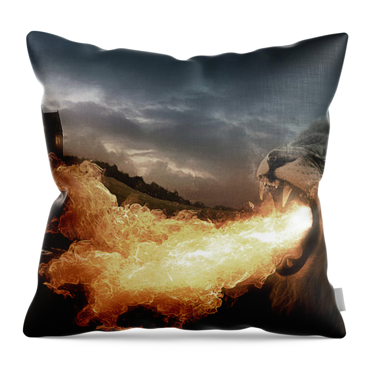 Lion Throw Pillow featuring the digital art Art - Lion of Fire by Matthias Zegveld