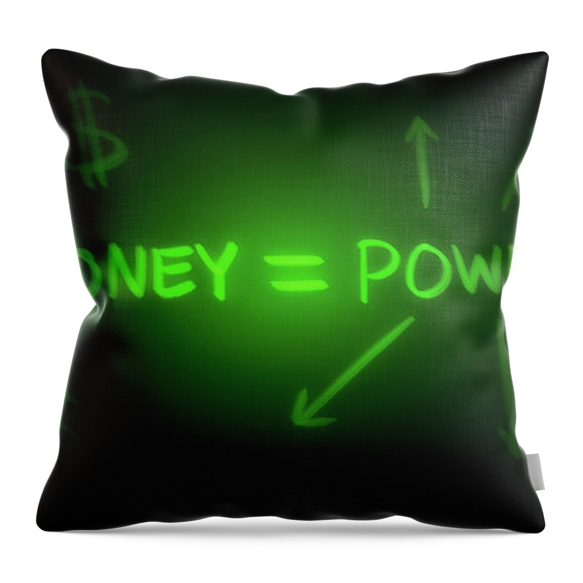 Green Throw Pillow featuring the digital art Art - Money Equals Power by Matthias Zegveld