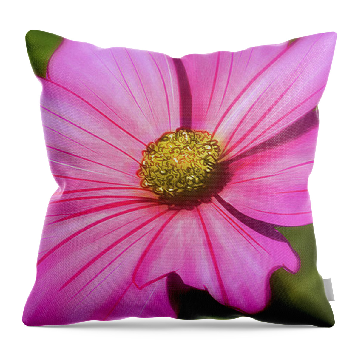 Flowers Throw Pillow featuring the digital art Art - Pink Flower by Matthias Zegveld