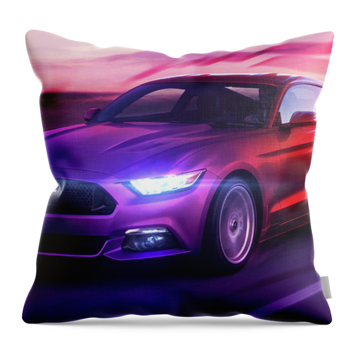 Cars Throw Pillow featuring the digital art Art - The Great Ford Mustang by Matthias Zegveld