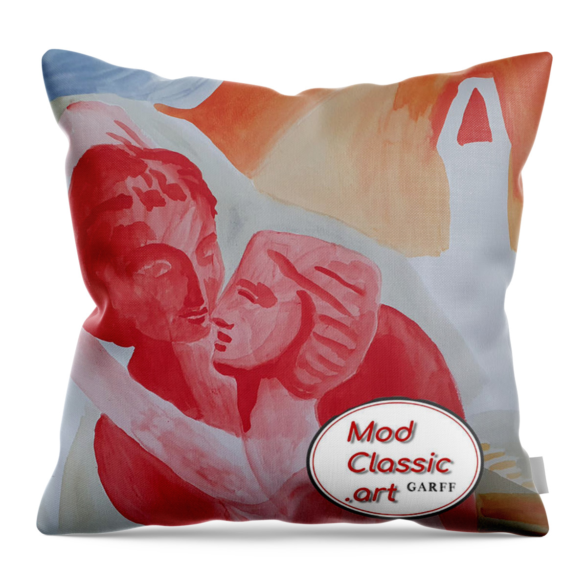 Fine Art Investments Throw Pillow featuring the painting Artchetypal Couple ModClassic Art by Enrico Garff