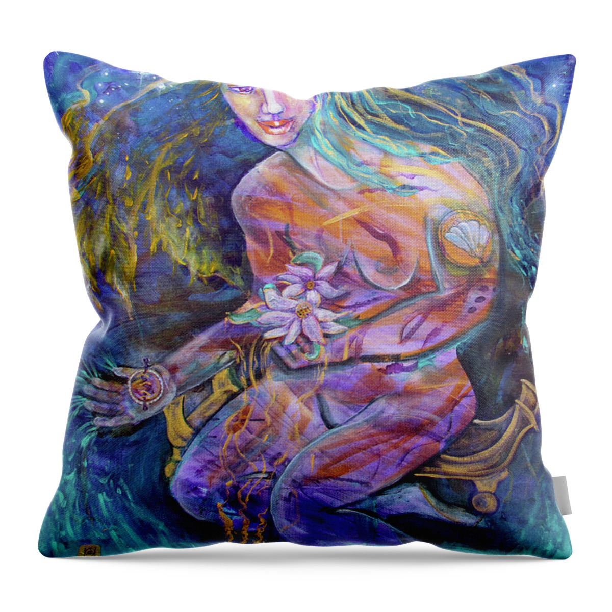 Healing Throw Pillow featuring the painting Artifact of Healing by Feather Redfox