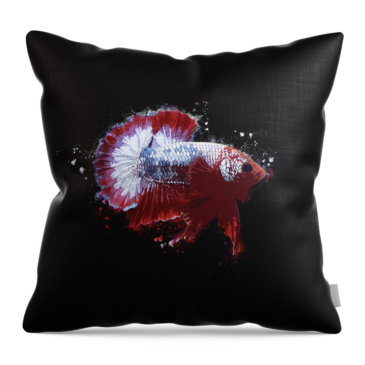 Artistic Throw Pillow featuring the digital art Artistic FCCP Betta Fish by Sambel Pedes