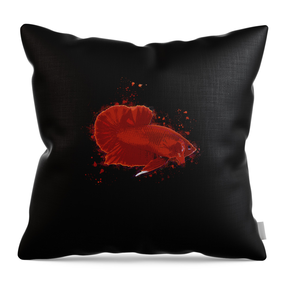 Artistic Throw Pillow featuring the digital art Artistic Super Red Betta Fish by Sambel Pedes