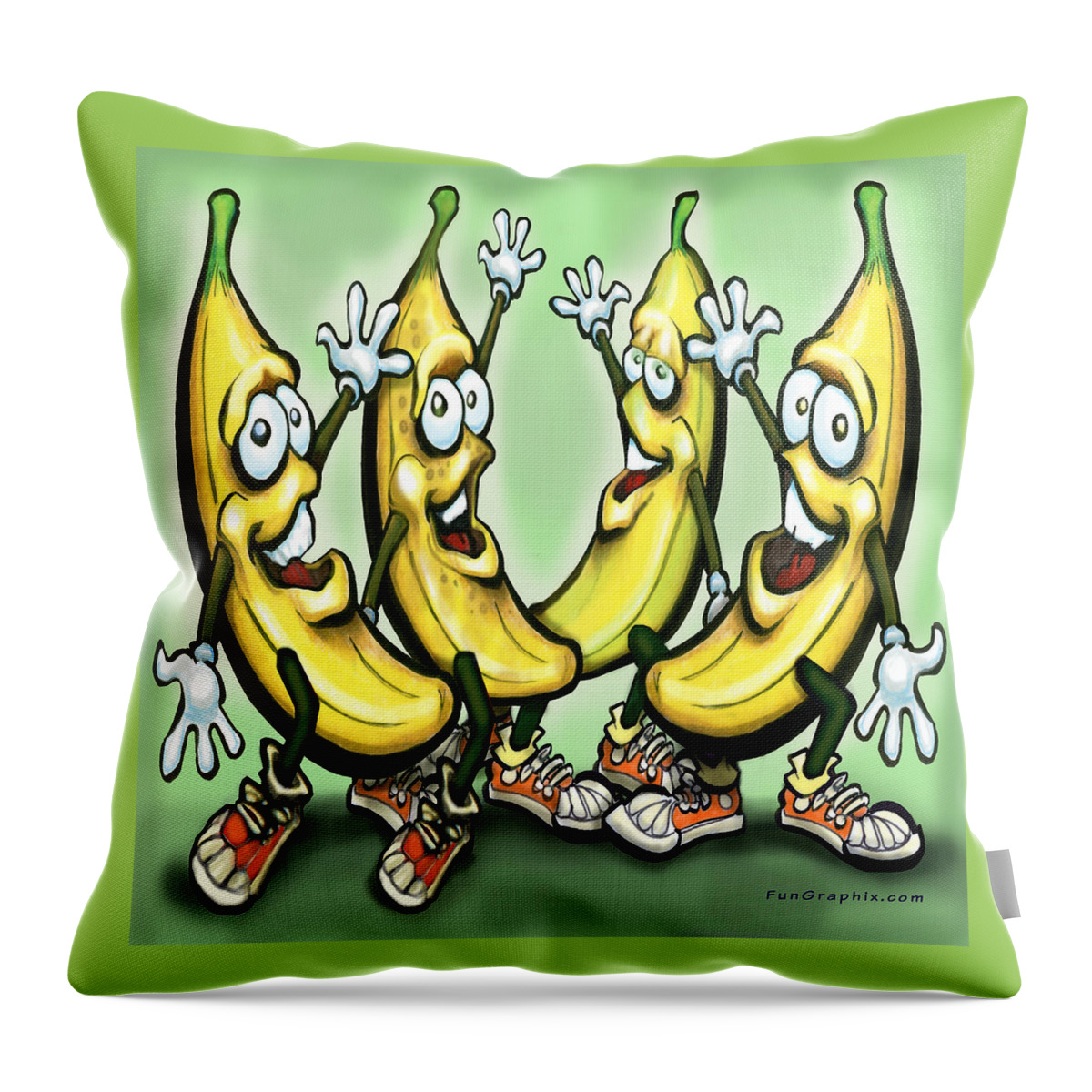 Banana Throw Pillow featuring the painting Bananas by Kevin Middleton