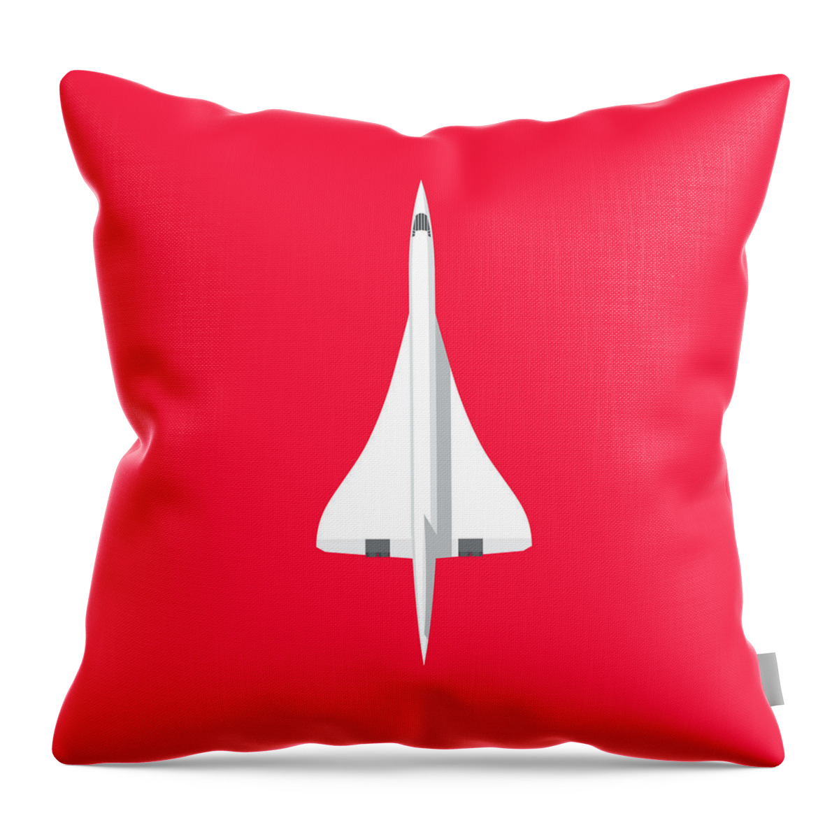 Concorde Throw Pillow featuring the digital art Concorde jet airliner - Crimson by Organic Synthesis