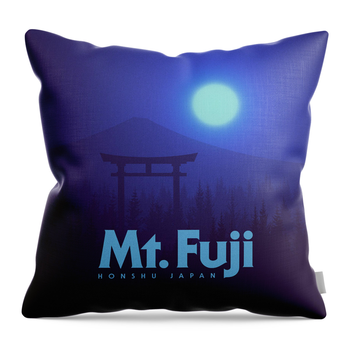 Torii Throw Pillow featuring the digital art Torii Gate Japan - Blue by Organic Synthesis