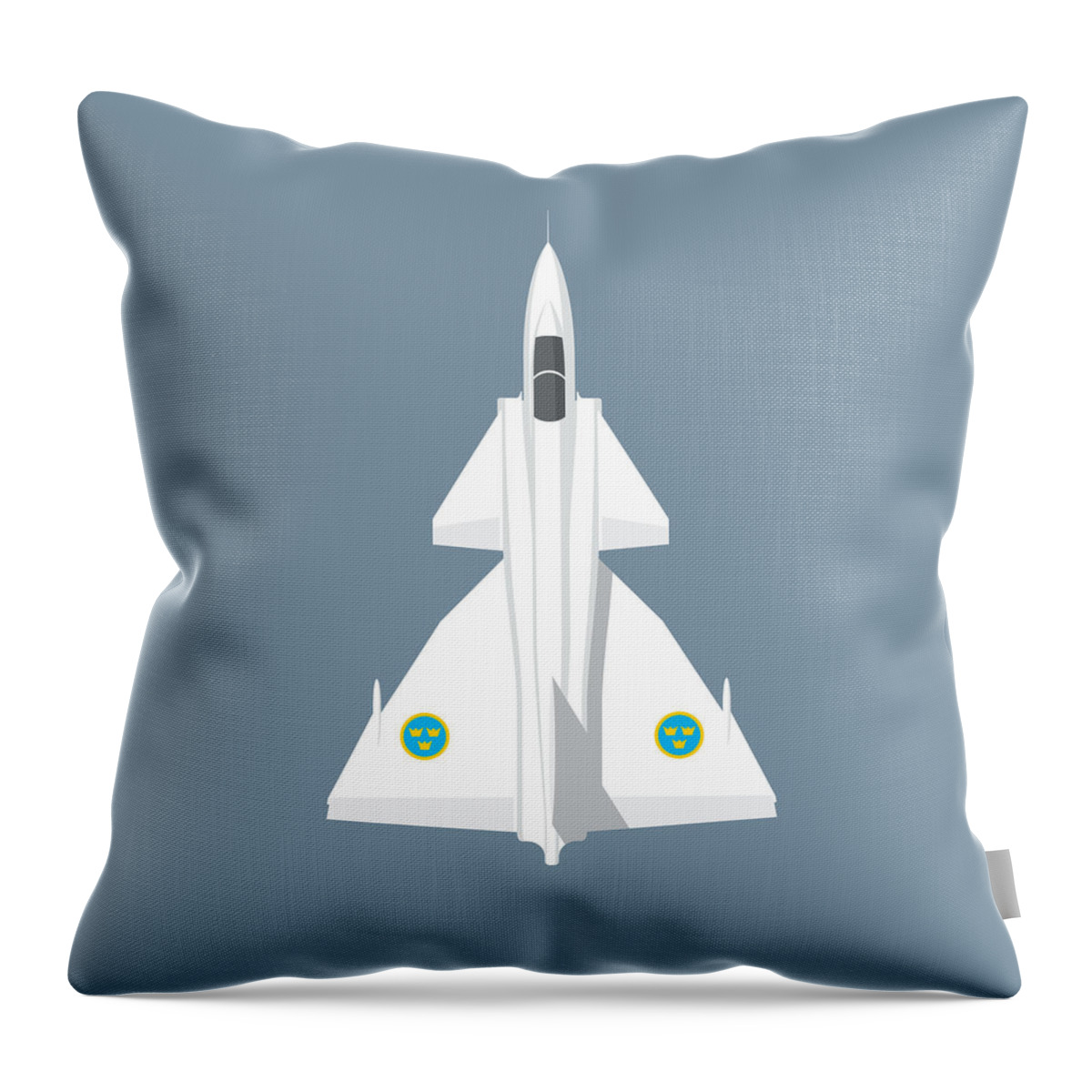 Viggen Throw Pillow featuring the digital art J37 Viggen Jet Aircraft - Slate by Organic Synthesis