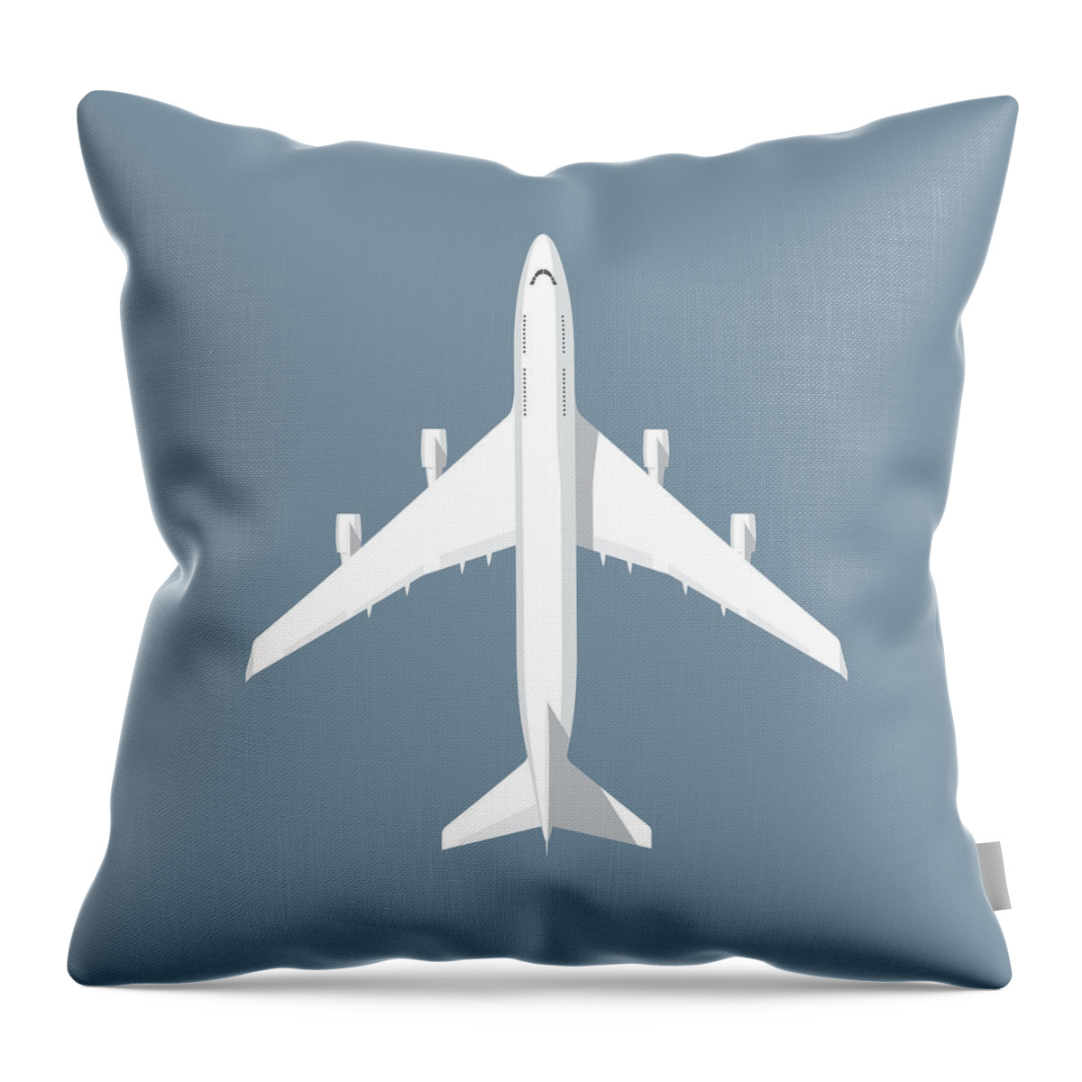 Airplane Throw Pillow featuring the digital art 747 Jumbo Jet Airliner Aircraft - Slate by Organic Synthesis