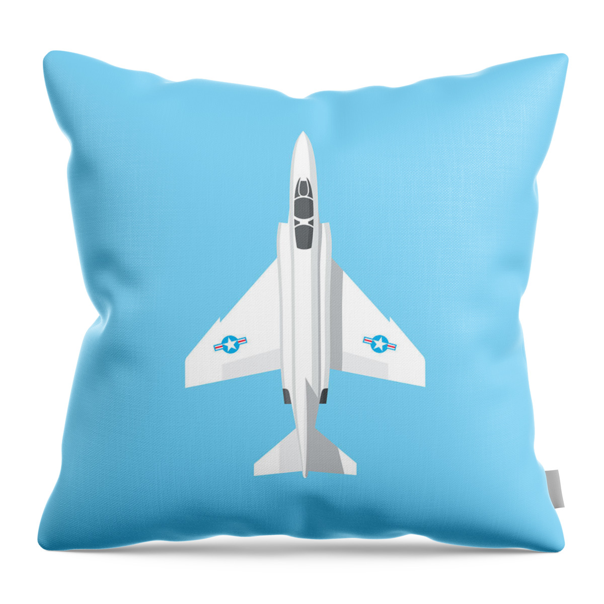 Jet Throw Pillow featuring the digital art F4 Phantom Jet Fighter Aircraft - Sky by Organic Synthesis