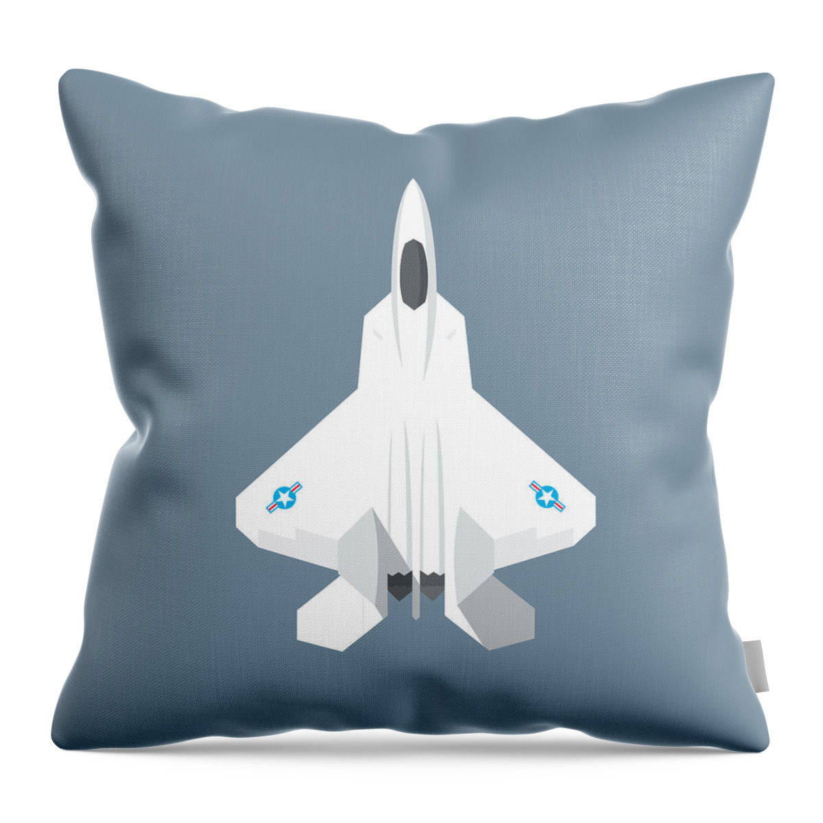 Jet Throw Pillow featuring the digital art F-22 Raptor Jet Fighter Aircraft - Slate by Organic Synthesis