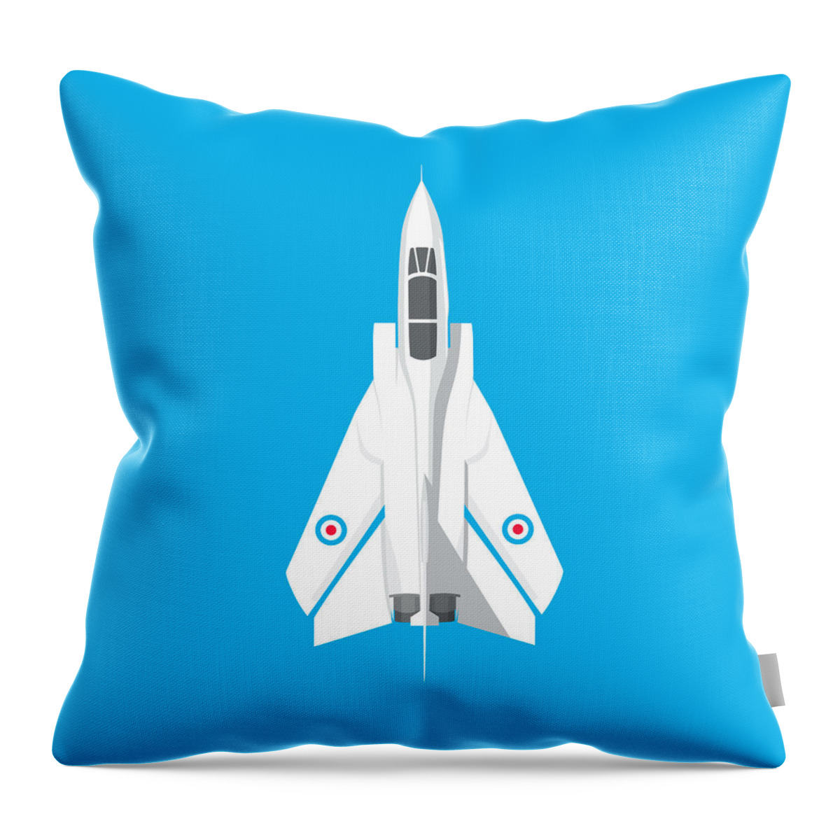 Aircraft Throw Pillow featuring the digital art Tornado Swing Wing Jet - Cyan by Organic Synthesis