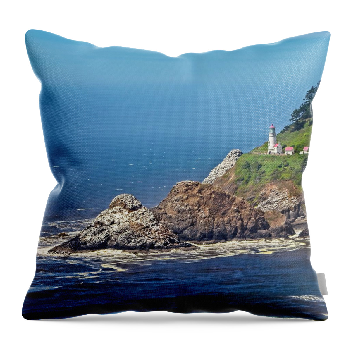 Promontory Throw Pillow featuring the photograph Haceta Head Lighthouse by Loren Gilbert