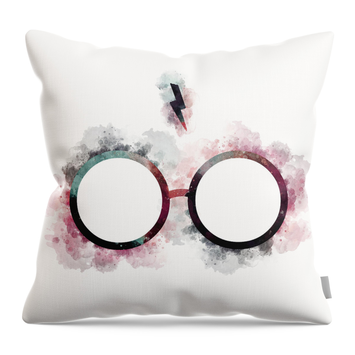 Harry Potter Throw Pillow featuring the digital art Harry Potter Glasses Watercolor II by Ink Well