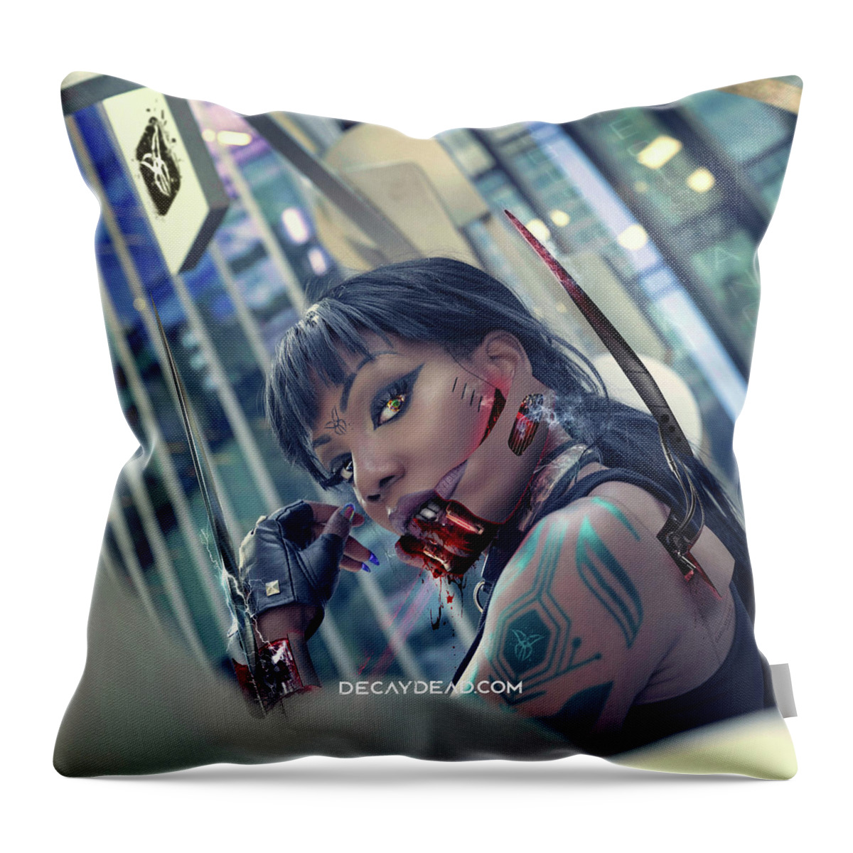 Argus Dorian Throw Pillow featuring the digital art Nyx-x by Argus Dorian