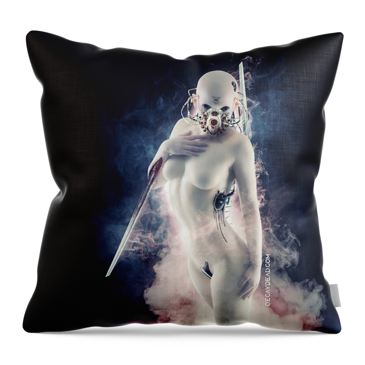 Argus Dorian Throw Pillow featuring the digital art Elina the main Assassin dark version by Argus Dorian