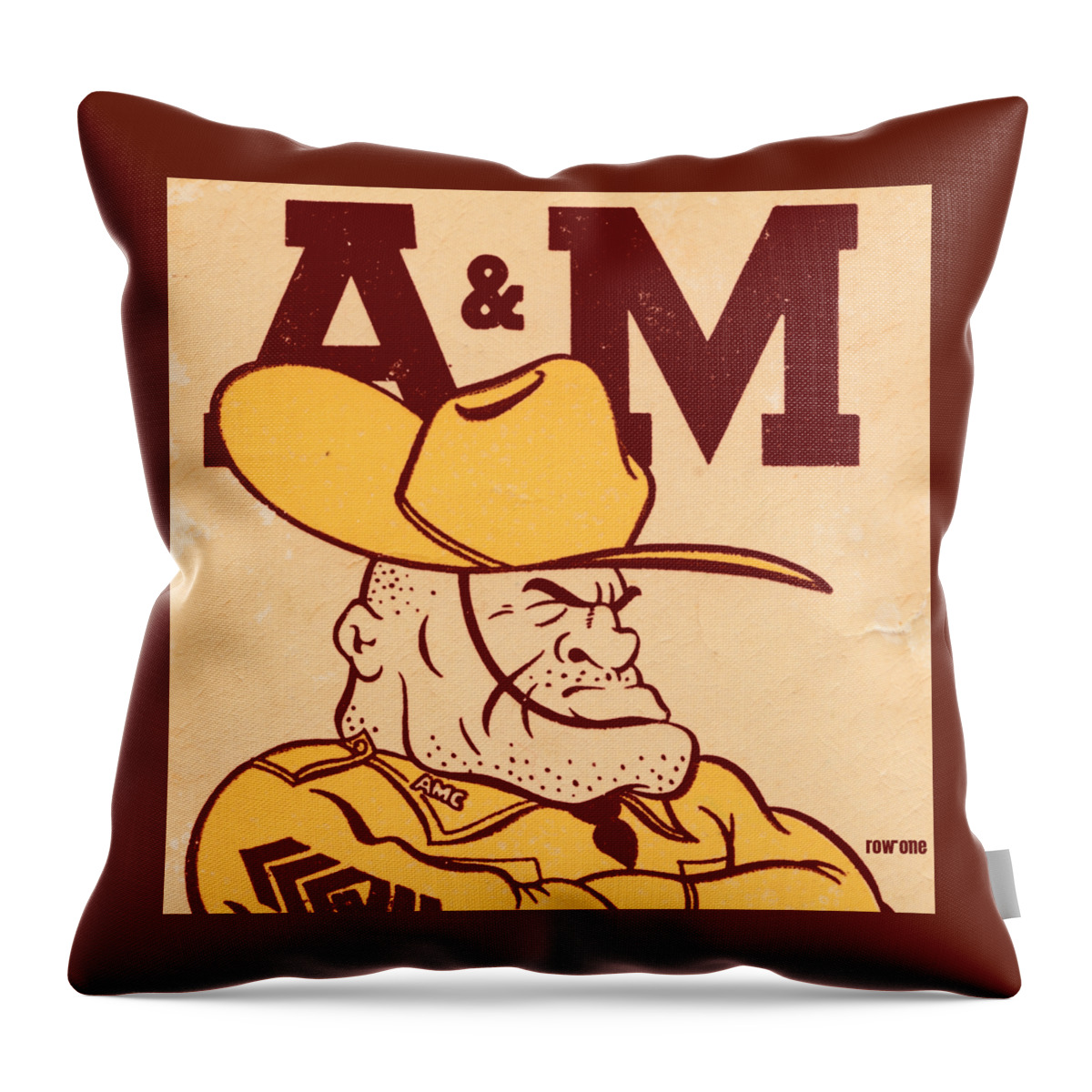 Texas A&m Throw Pillow featuring the mixed media 1957 Ol' Sarge by Row One Brand