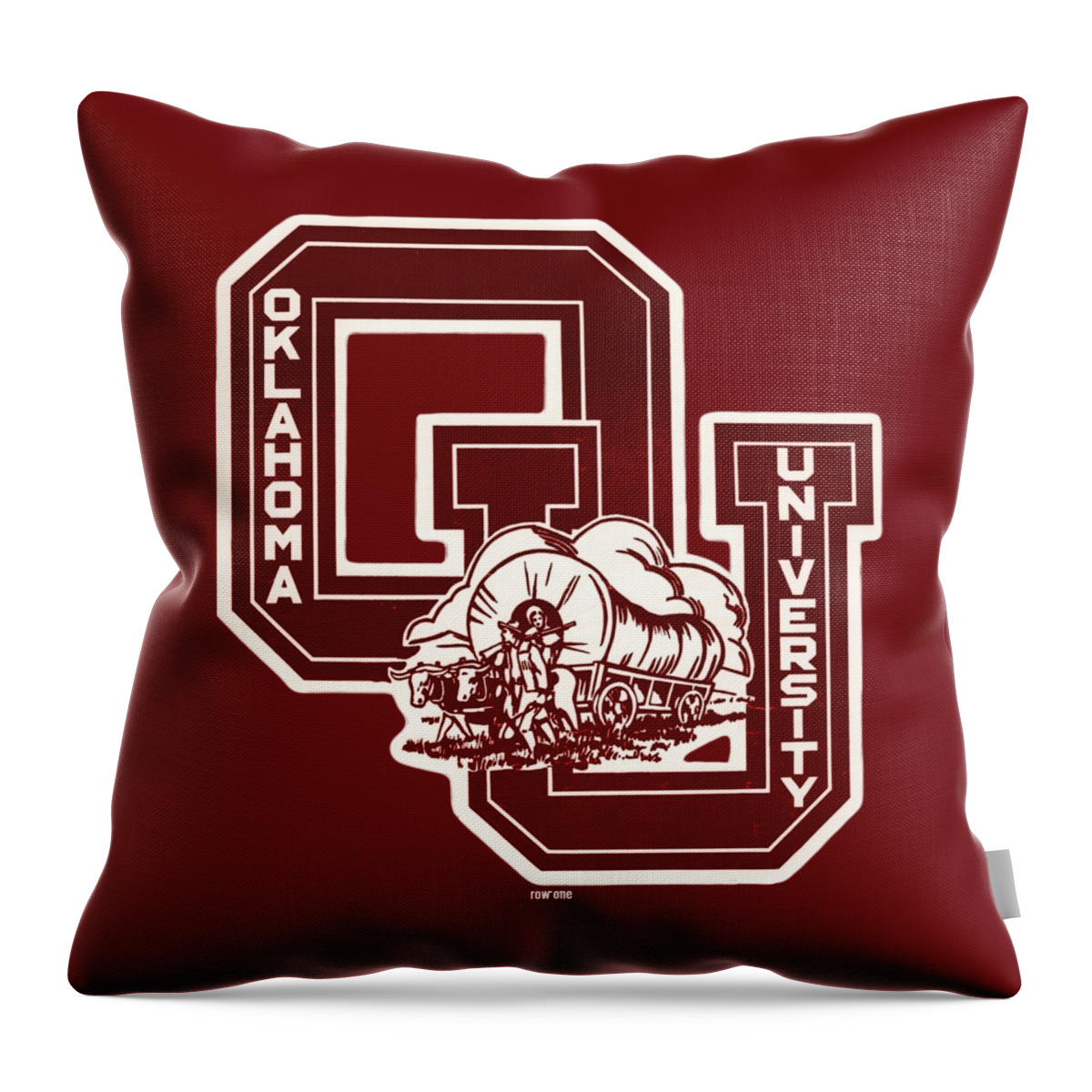 Oklahoma Throw Pillow featuring the mixed media Vintage Oklahoma Sooners Art by Row One Brand