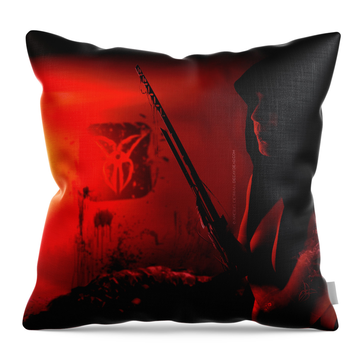 Argus Dorian Throw Pillow featuring the digital art THE RED DRAGON Slaughter in Darkness by Argus Dorian